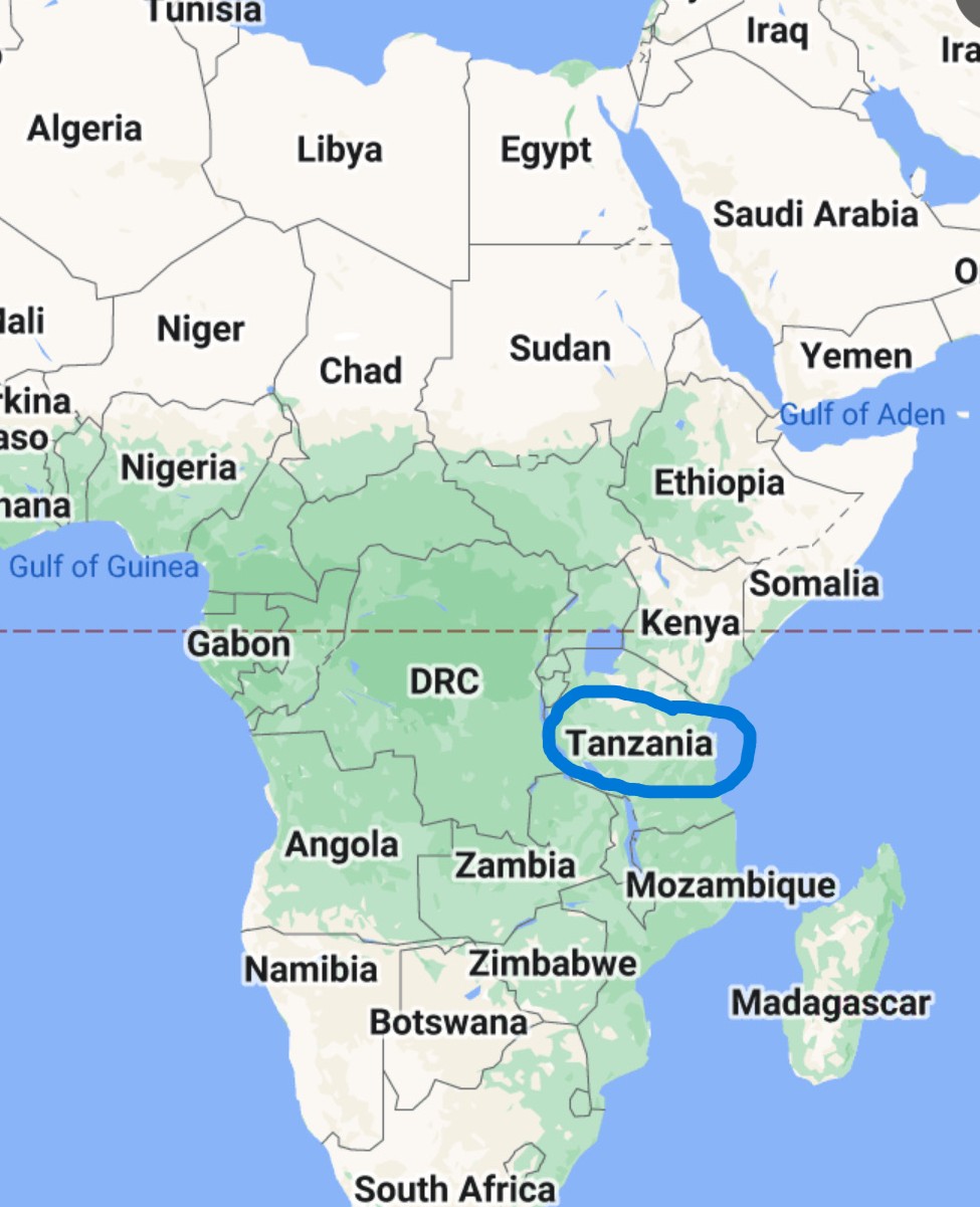 map of Africa highlighting Tanzania location